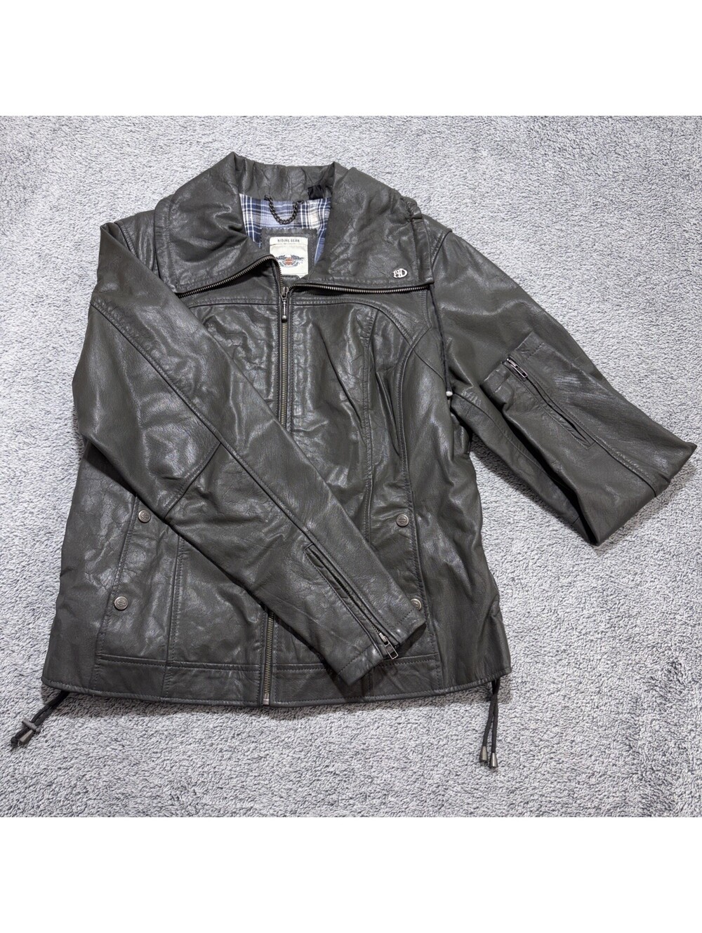 Harley-Davidson Women’s XL Riding Gear Gray Genuine Goatskin Leather Jacket